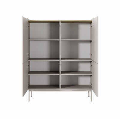 Vysoká komoda ZORA 4D 103 cm Béžová/Dub Scandi