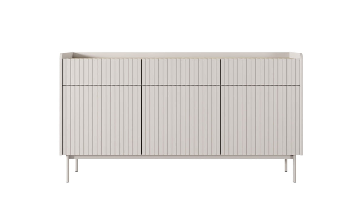 Třídvéřová komoda ZORA 153 cm Béžová/Dub Scandi