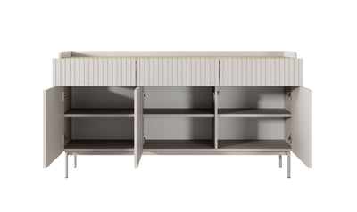 Třídvéřová komoda ZORA 153 cm Béžová/Dub Scandi