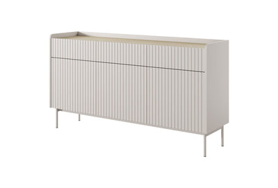 Třídvéřová komoda ZORA 153 cm Béžová/Dub Scandi