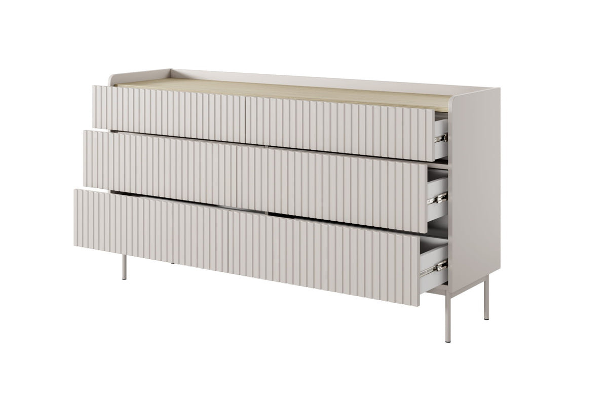 Komoda se zásuvkami ZORA 153 cm Béžová/Dub Scandi