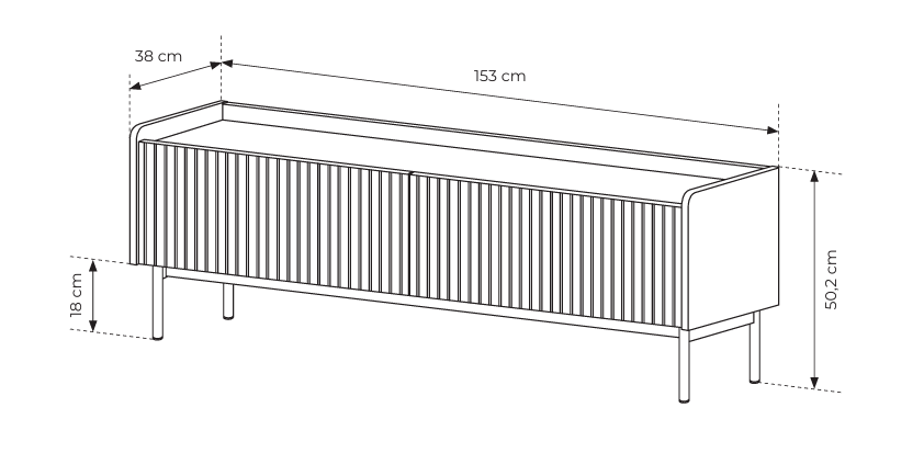 TV stolek ZORA 2D 153 cm
