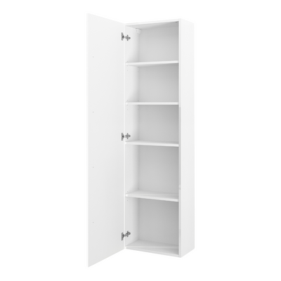 Závěsná vysoká koupelnová skříňka PILAR 45 cm bílý lesk