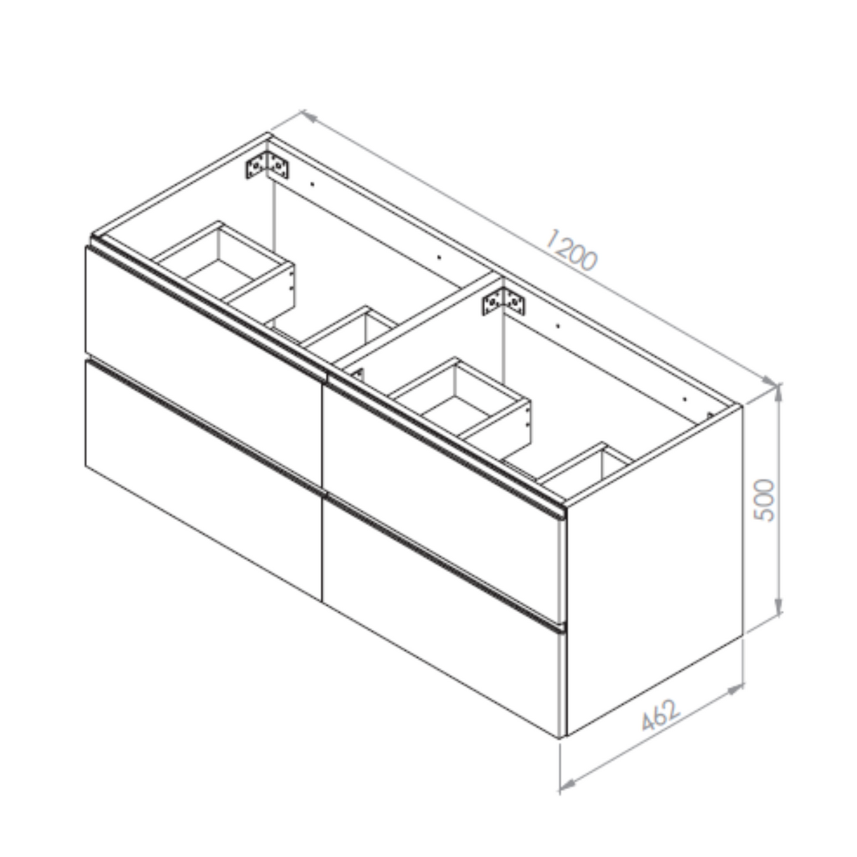 Koupelnová skříňka pod umyvadlo s deskou 120 cm TRENT bílý lesk