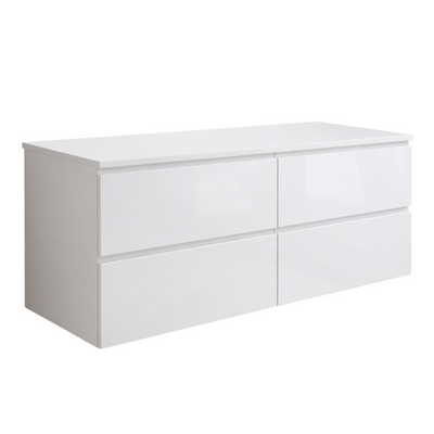 Koupelnová skříňka pod umyvadlo s deskou 120 cm TRENT bílý lesk