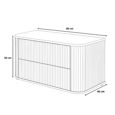Drážkovaná koupelnová skříňka s deskou PERA 80 cm kašmír