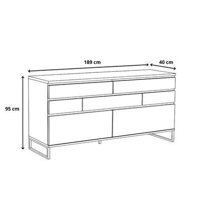 Široká komoda se zásuvkami JOVAN 189 cm dub artisan antracit