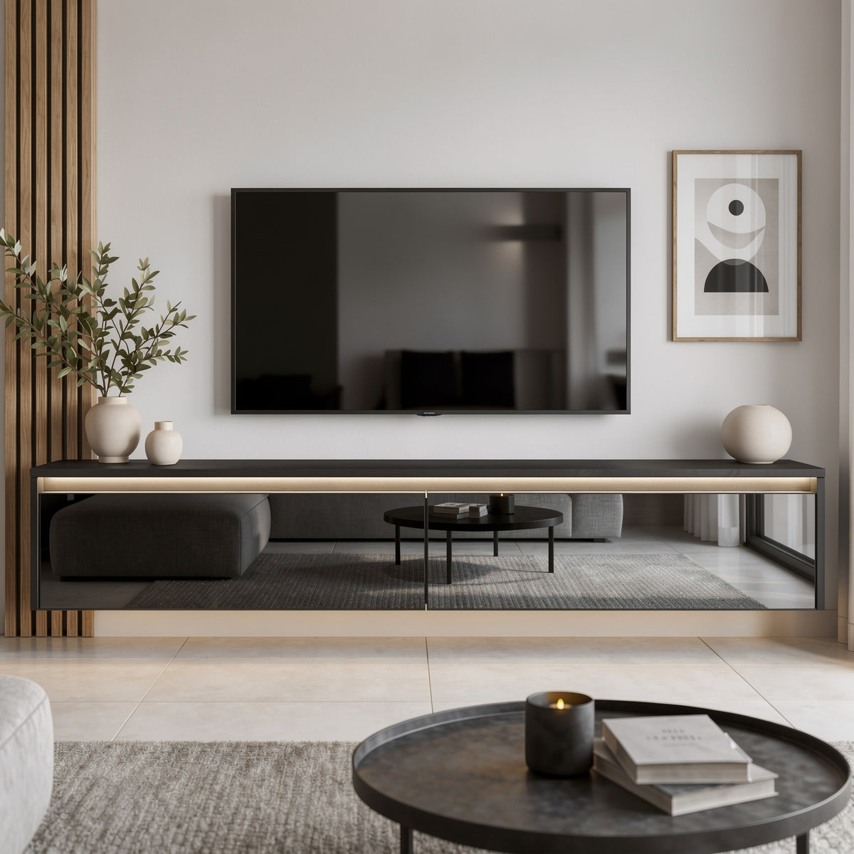 Závěsný TV stolek LUMI s LED osvětlením