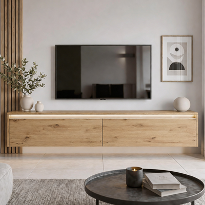 Závěsný TV stolek LUMI s LED osvětlením