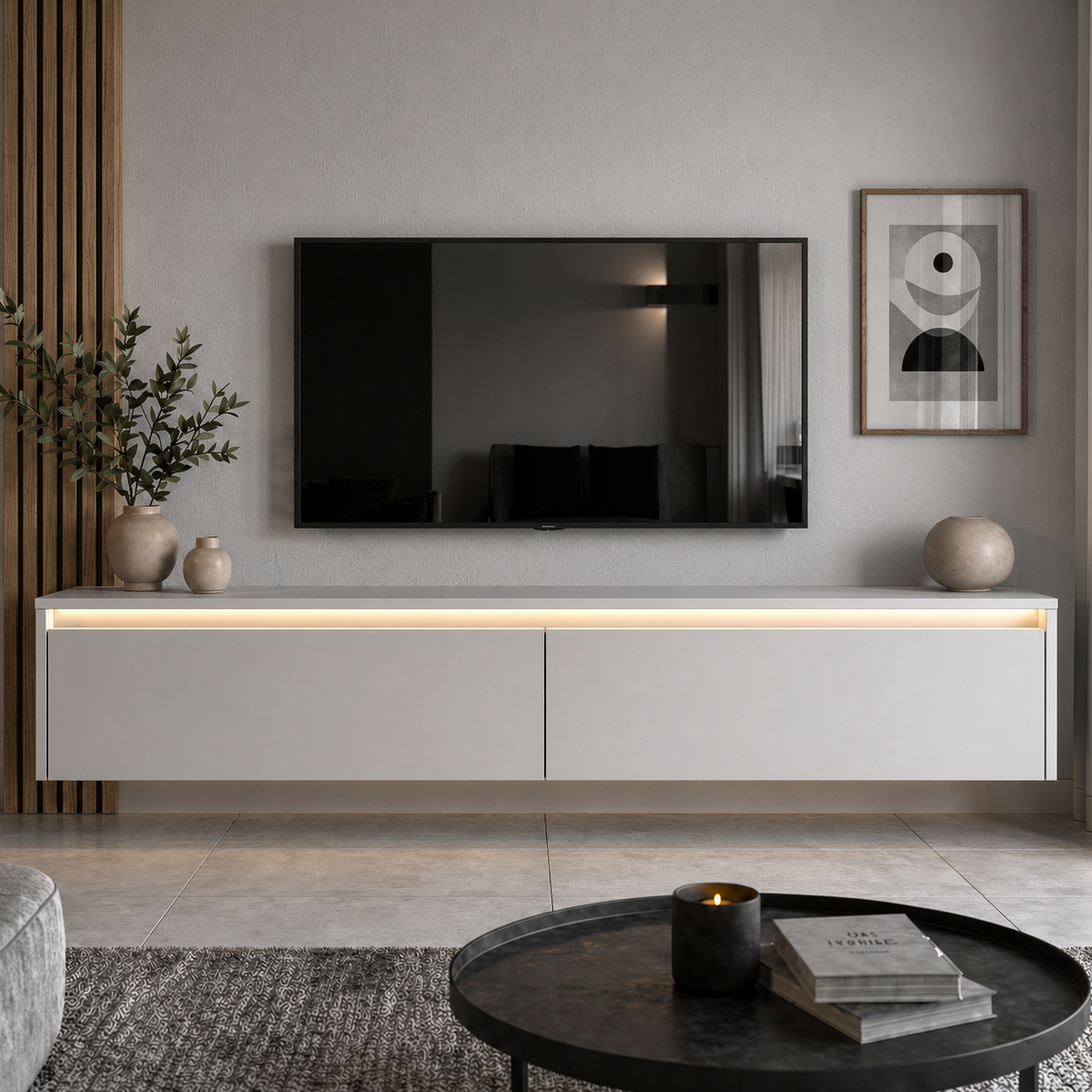 Závěsný TV stolek LUMI s LED osvětlením