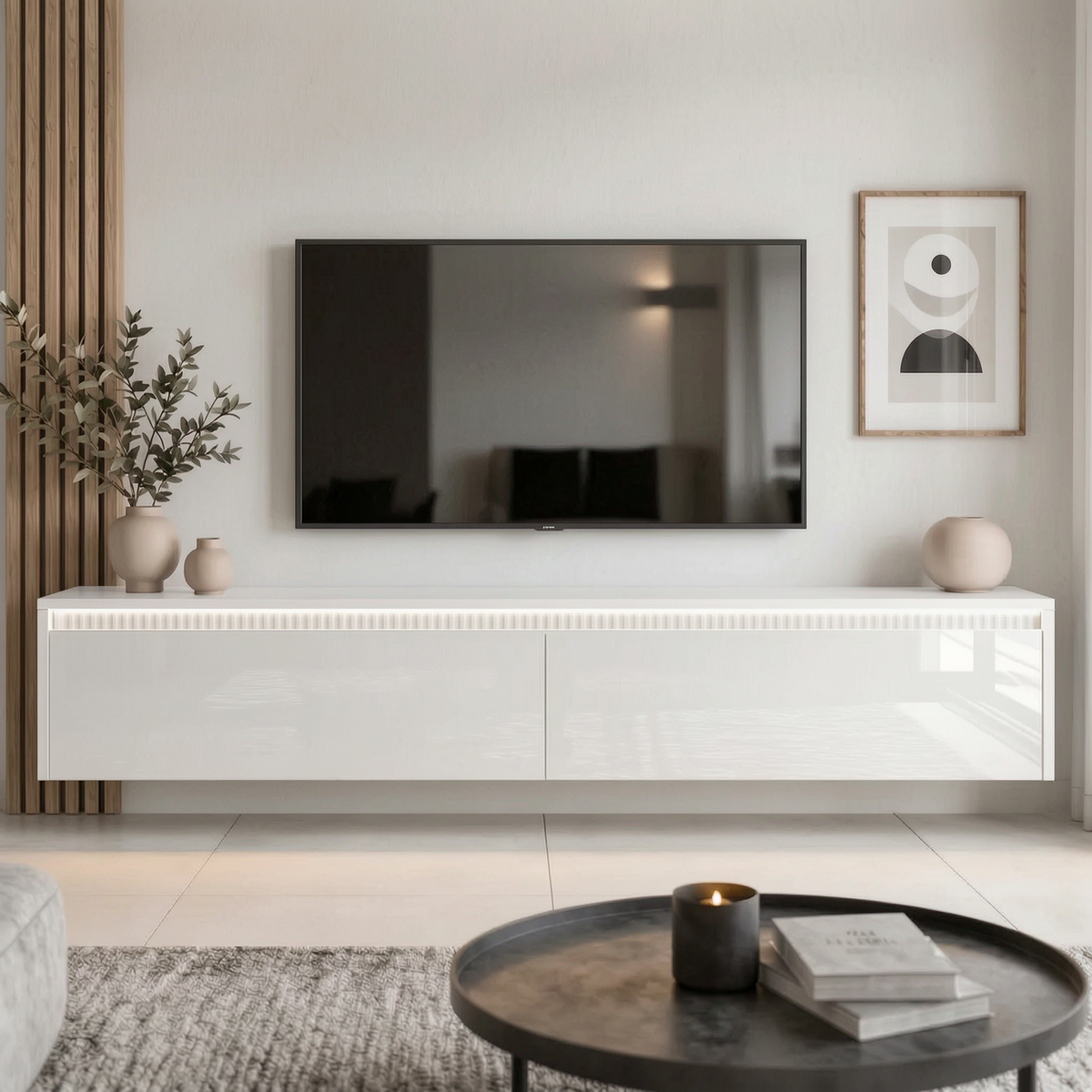 Závěsný TV stolek LUMI II s LED osvětlením