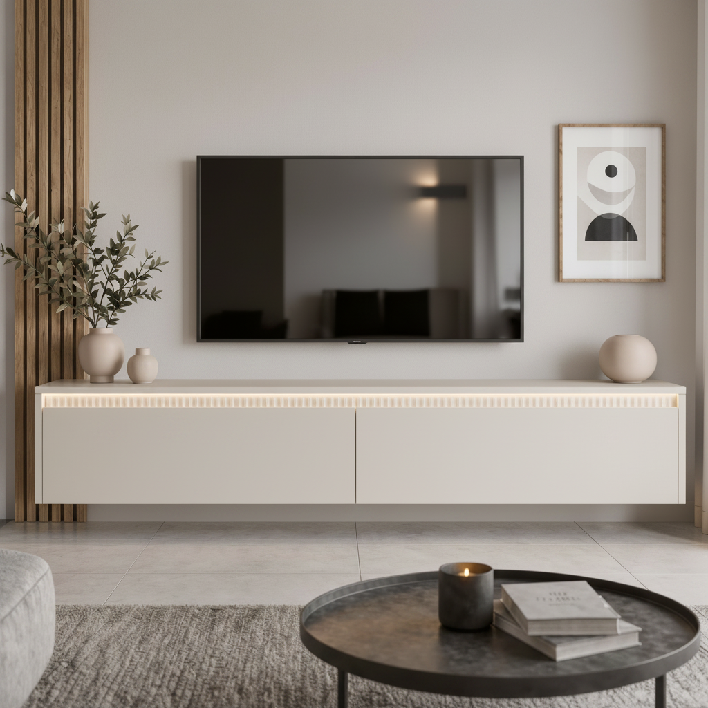 Závěsný TV stolek LUMI II s LED osvětlením