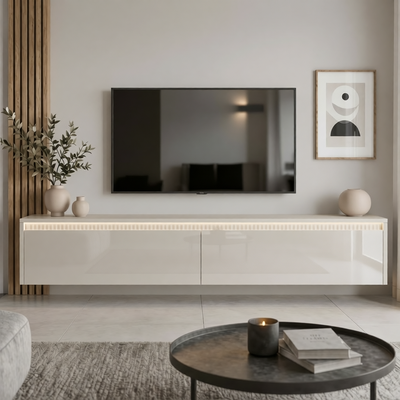 Závěsný TV stolek LUMI II s LED osvětlením