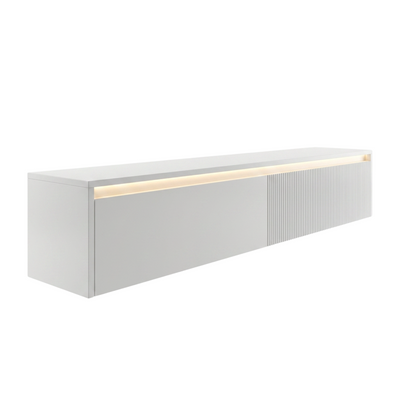 Závěsný drážkovaný TV stolek LUMI IV s LED osvětlením