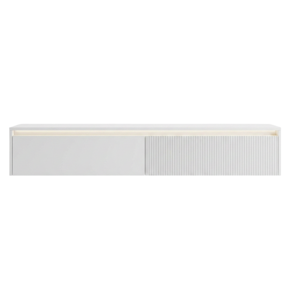 Závěsný drážkovaný TV stolek LUMI IV s LED osvětlením