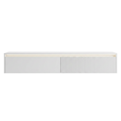 Závěsný drážkovaný TV stolek LUMI IV s LED osvětlením