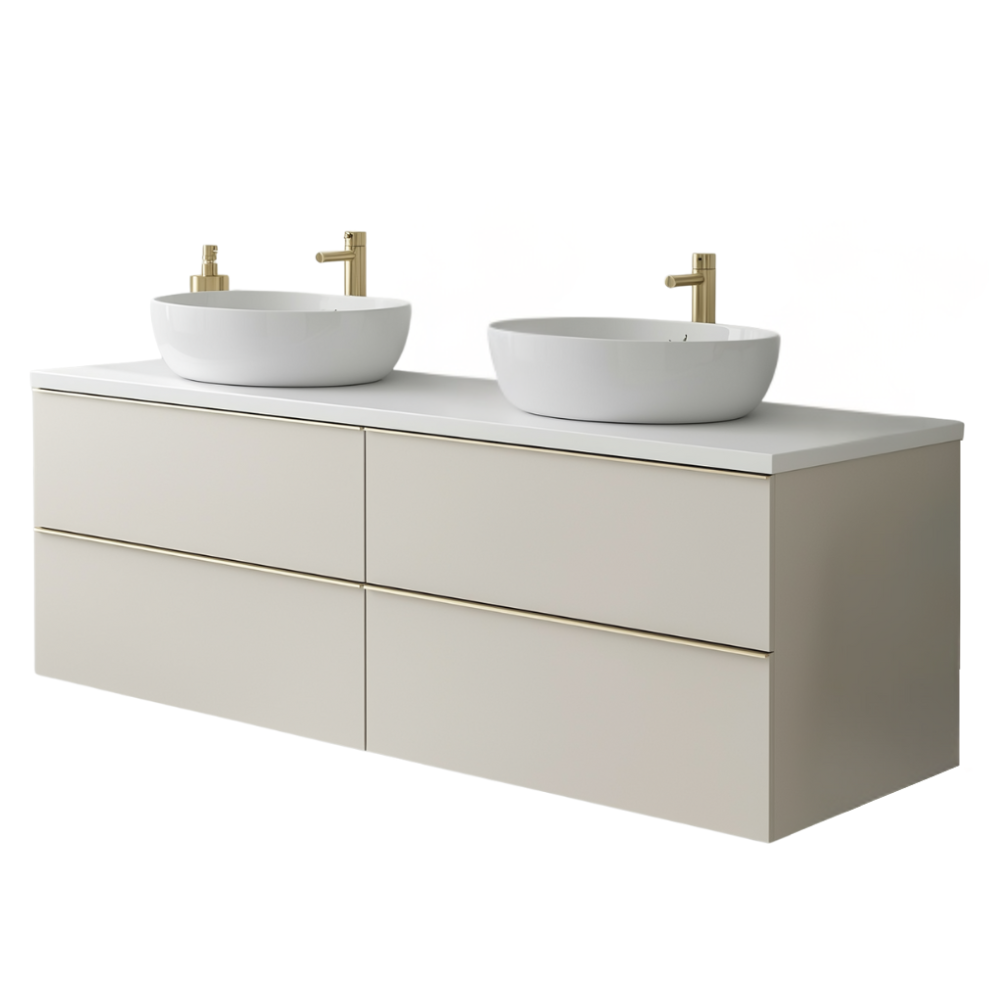 Koupelnová skříňka ONE 120 cm s deskou a umyvadly na desku