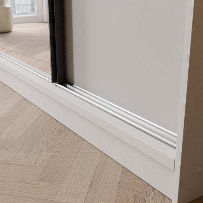 Šatní skříň s posuvnými dveřmi, zrcadlem a zásuvkami VELLO 200 cm