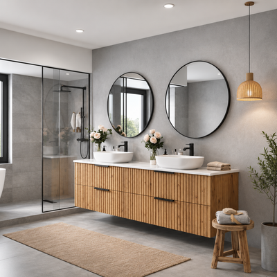 Koupelnová skříňka s umyvadlem na desku TIBU 120 drážkovaná