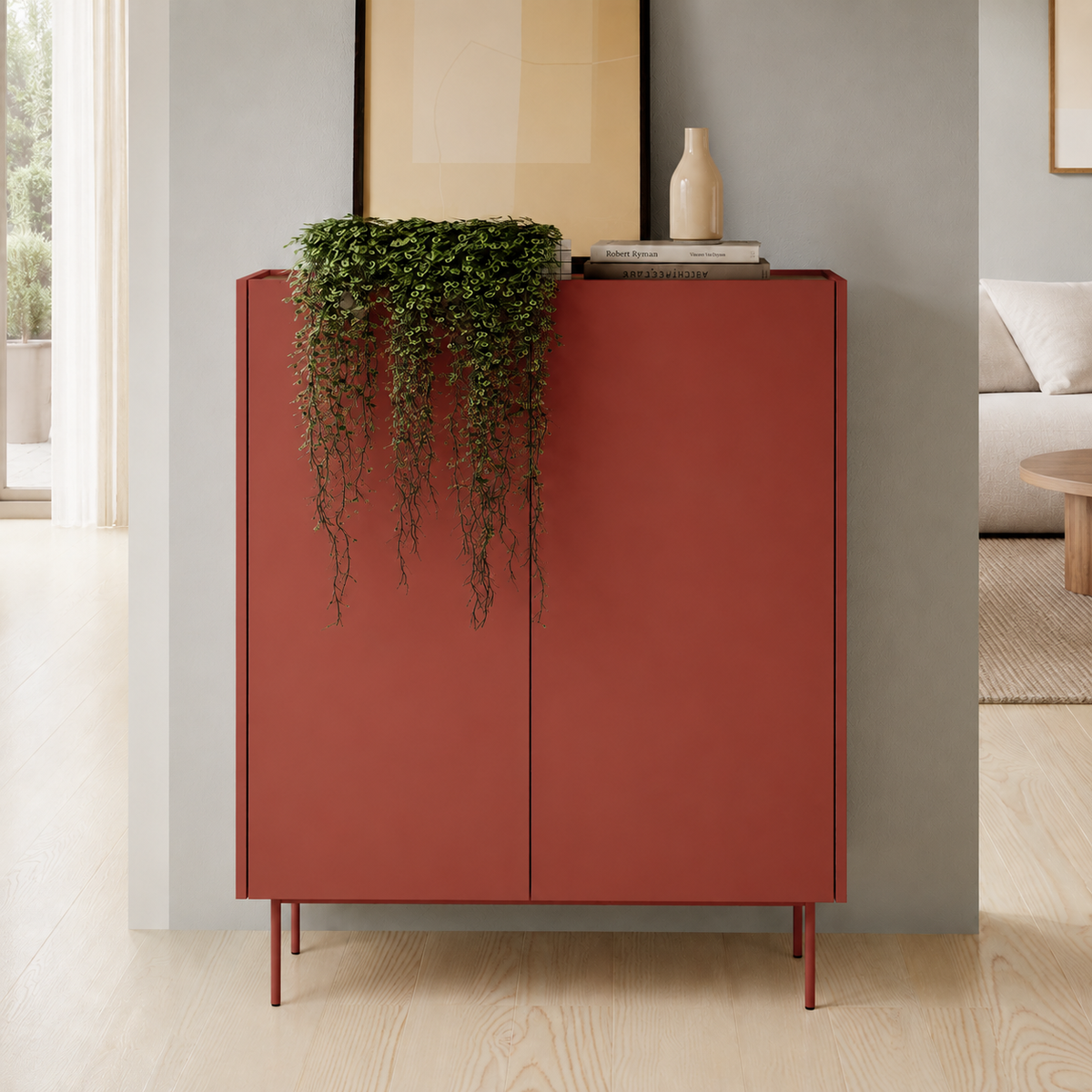 RENO Vysoká komoda 97cm Ceramic Red