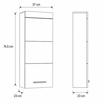 Závěsná boční skříňka MELA 74,5cm bílý lesk