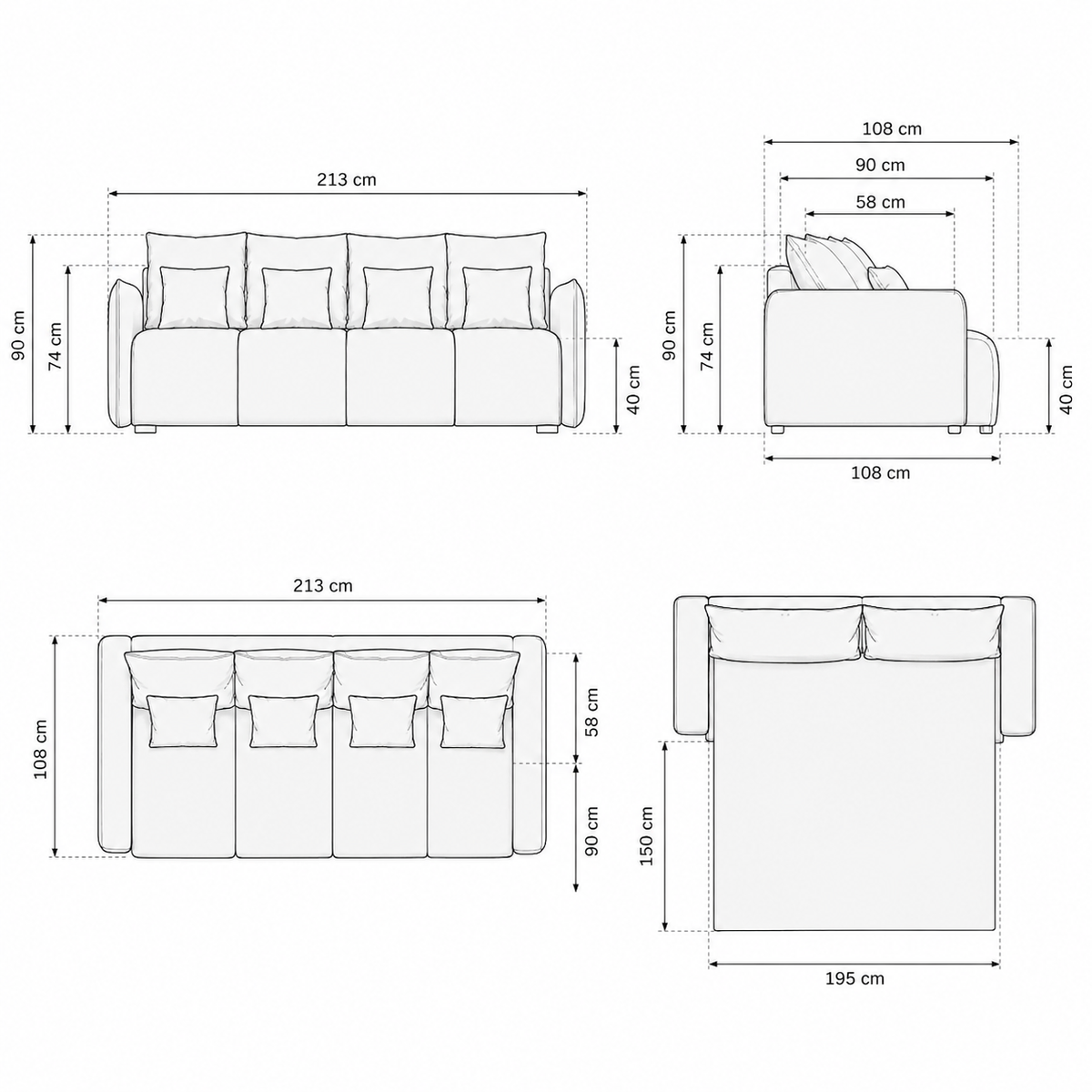 Čalouněná pohovka s funkcí spaní DALLAS