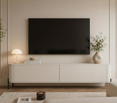 Drážkovaný TV stolek DALIA na kovových nožičkách