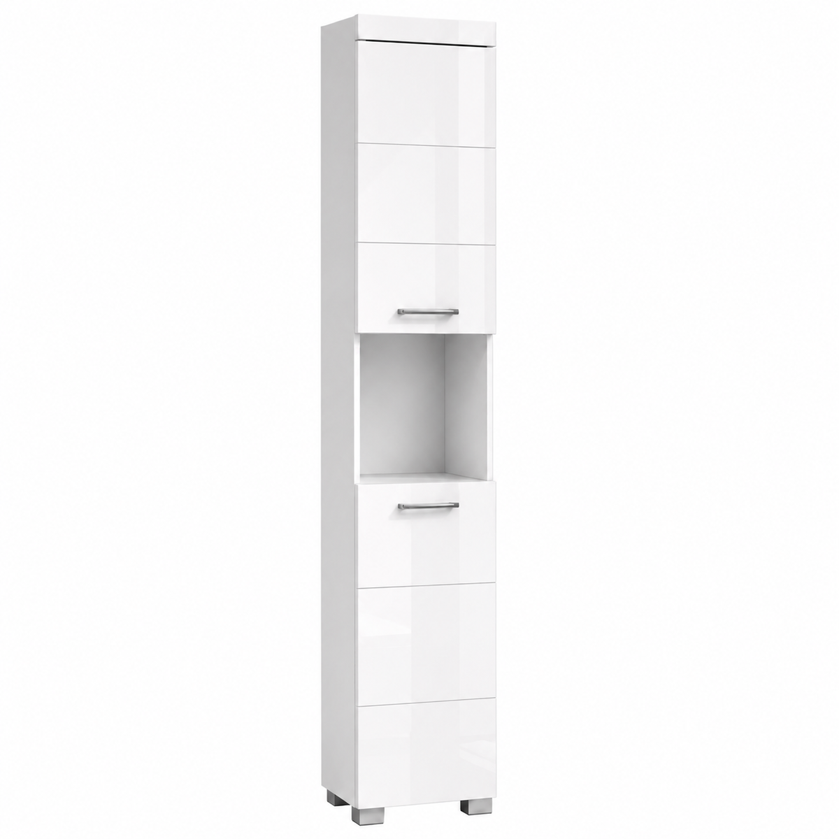 Stojící vysoká koupelnová skříňka MELA 195cm bílý lesk
