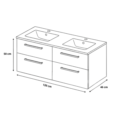 Koupelnová skříňka ONE 120 cm s umyvadlem 4 zásuvky