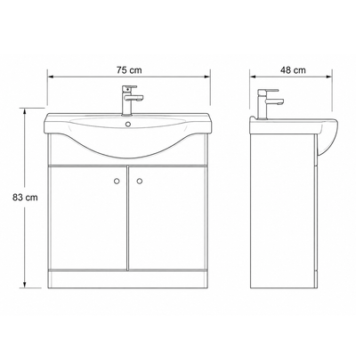 Koupelnová skříňka GAMA 75 cm s umyvadlem bílý lesk