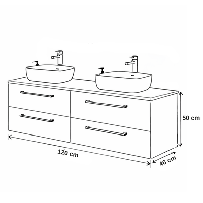 Koupelnová skříňka ONE 120 cm s deskou 4 zásuvky